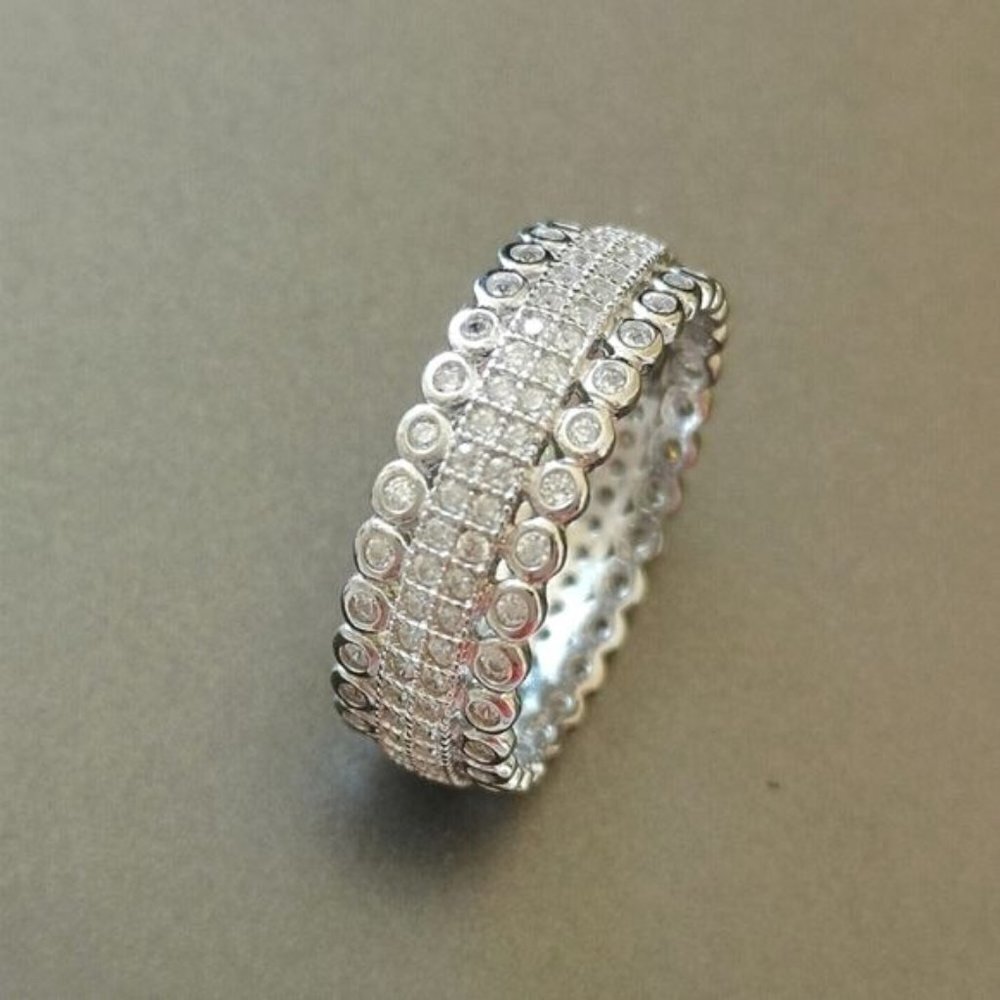 Sterling silver cz eternity band ring size 8 🆕